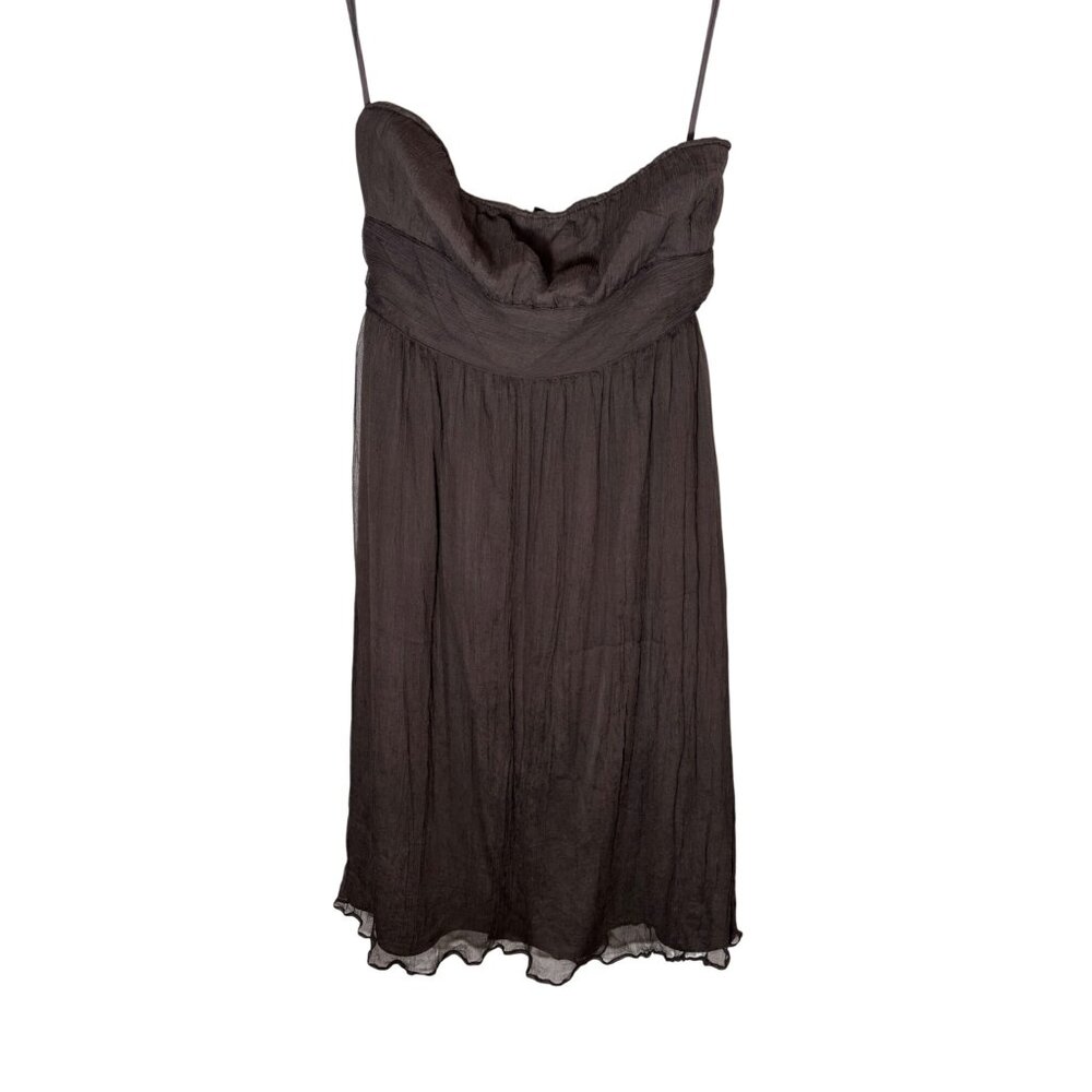 J. Crew Size 4 Brown 100%‎ Silk Tube Top Fairy Y2K Style Flowy Dress - Picture 3 of 7